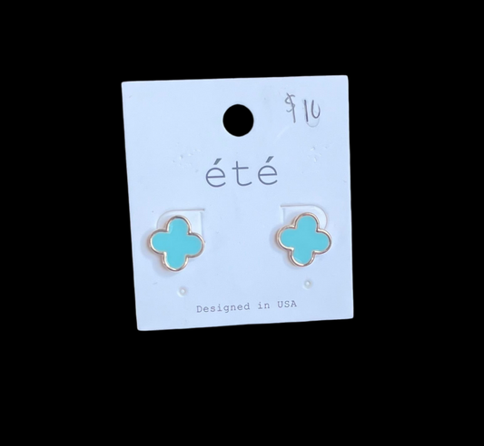 Aqua Clover Earrings